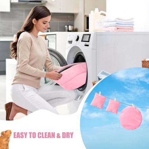Guinea Pig Couch - Guinea Pig Bed, Removable Cushioned Pillow, Round Cuddle Cup Shape, Pure Pink and Gray, Ideal Bed for Small Pets - Image 5