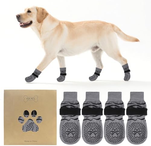 KOOLTAIL Dog Socks for Hot/Cold Pavement to Prevent Licking Paws for Small Medium Large Senior Dogs,Dog Boots&Paw Protector for Hardwood Floors Anti Slip,Traction Control No Twist Grip Booties L by KOOLTAIL