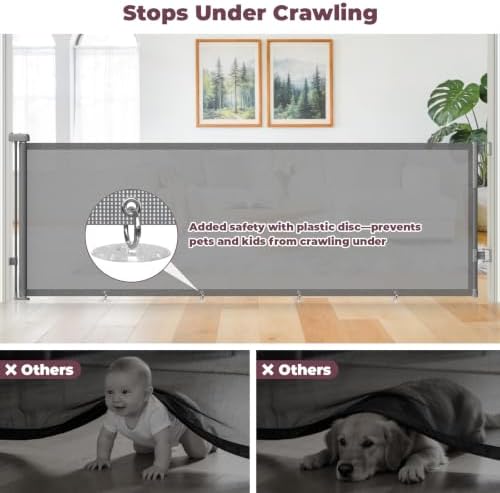 96" Retractable Baby Gate, Long Mesh Dog Gate for Garage Deck Porch - Image 4