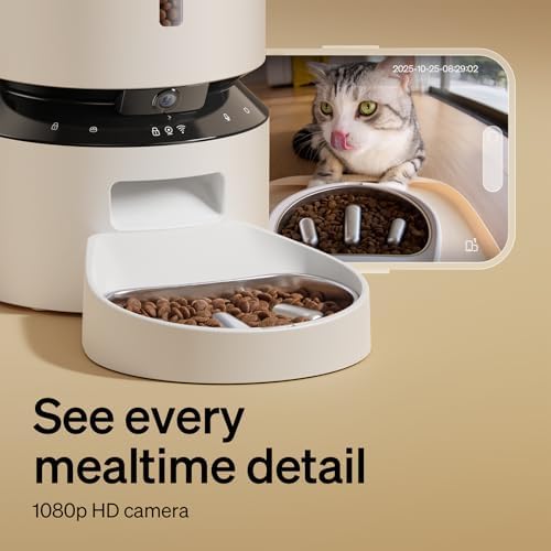 PETLIBRO Automatic Cat Feeder with Camera,Auto Food Dispenser,1080P HD Video w/Night Vision,5G WiFi w/2-Way Audio,Stainless Steel Slow Food Tray-Small Dog, 5L-with Camera & Slow Feed Bowl (Pack of 4) - Image 4