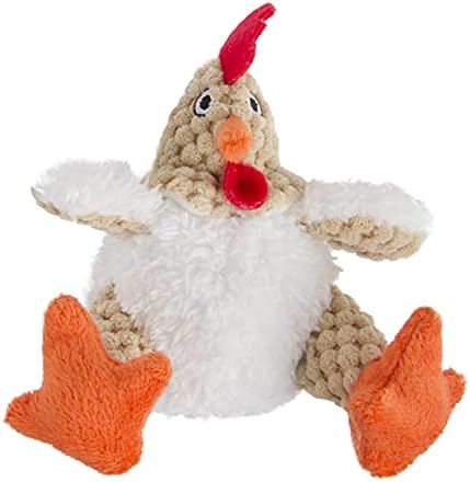 goDog Checkers Just For Me Fat Rooster Squeaky Plush Dog Toy, Chew Guard Technology - White, Mini by goDog