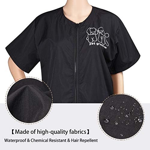 Hair Repellent Short Sleeve Pet Groomer Smock with Pockets, 3XL Size - Image 5