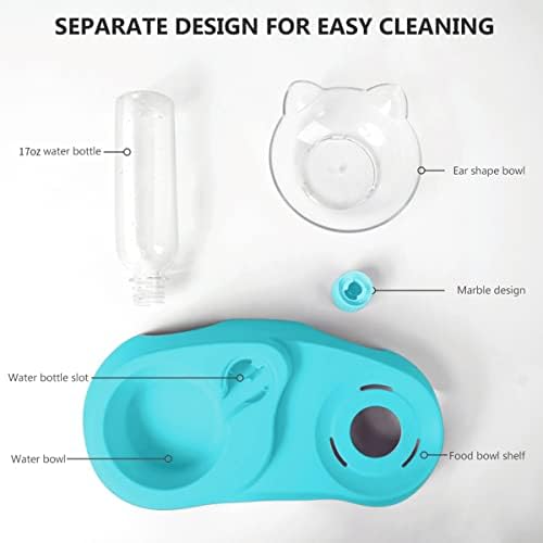 MILIFUN Double Dog Cat Bowls - Pets Water and Food Bowl Set, 15°Tilted Water and Food Bowl Set with Automatic Waterer Bottle for Small or Medium Size Dogs Cats - Image 4