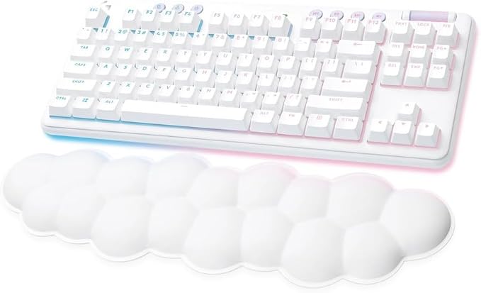 Logitech G715 Wireless Mechanical Gaming Keyboard with LIGHTSYNC RGB, Lightspeed, Tactile Switches (GX Brown), and Keyboard Palm Rest, PC/Mac Compatible - White Mist - Image 4
