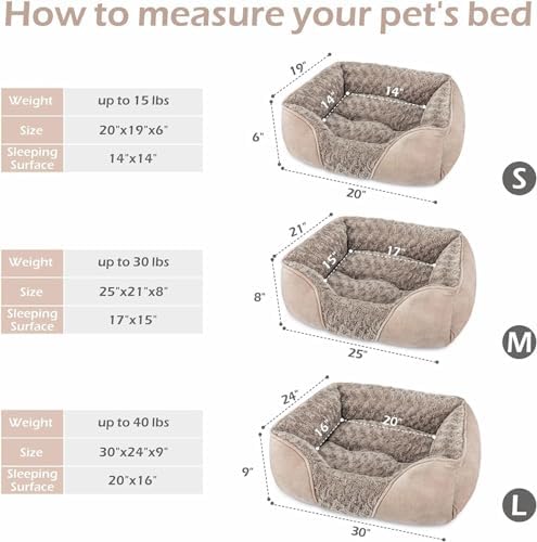 INVENHO Large Rectangle Orthopedic Dog Bed for Medium Small Dogs, Washable Soft Calming Puppy Sleeping Cuddler With Anti-Slip Bottom L(30"x24"x9") - Image 2