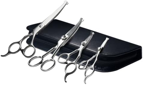 4 in1 Curved Dog Grooming Scissors Kit,7.5", 5.5", 5" & 5" Curved Down Pet Grooming Scissors with round tips for pets face and paw grooming - Image 2