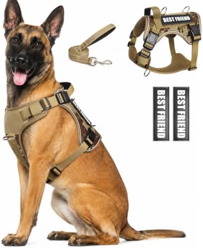 WINSEE No Pull Tactical Dog Harness with Leash Set with 2 Patches by WINSEE