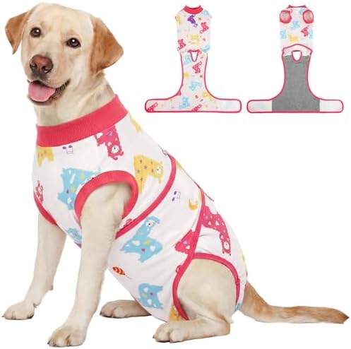 Kuoser Dog Recovery Suit, Female Male Spay Neuter Surgery Suit, Llama, XXL by Kuoser