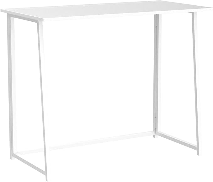 4NM 31.5" Small Folding Desk, Foldable Computer Home Office Desk, Study Writing Table for Small Space Saving Bedroom, Easy Assembly - All White - Image 5