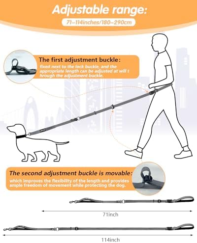 Hands Free Dog Leash, Multifunctional Crossbody Dog Leash (Grey, Large-5.9-9.5ft) - Image 2
