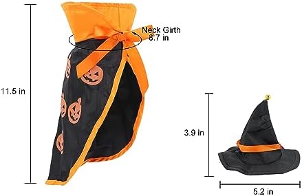Pet Halloween Pumpkin Cloak with Hat Cosplay Cloak for Cat and Small Dogs, Pet Halloween Costume Clothes Suit with Cap - Image 2