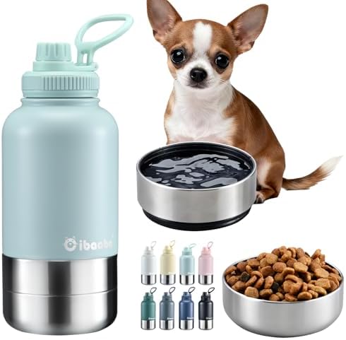 Cibaabo Insulated Dog Water Bottle 32oz Keep Water Cool with 2 Bowls by Cibaabo