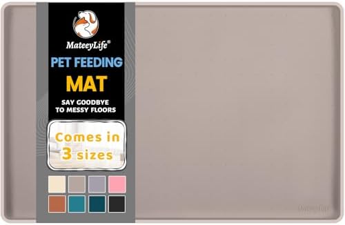 MateeyLife Silicone Cat & Dog Food Mat for Floors Waterproof, Anti-Slip Dog Bowl Mats for Food and Water, Pet Feeding Mats with Lip to Prevent Spills, Pet Placemat for Messy Drinkers to Protect Floors by MateeyLife
