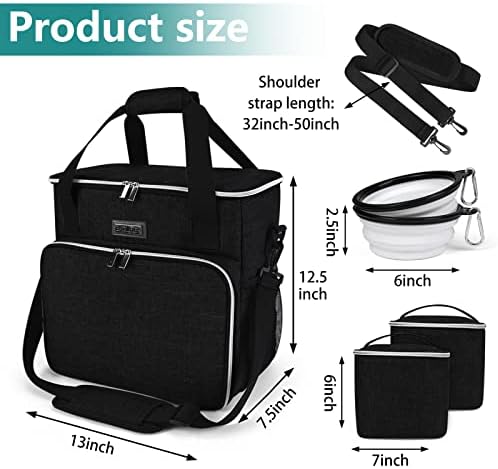 BAGLHER Dog Travel Bag, Pet Travel Bag (ALL Pet Travel Supplies), With 2 Pet Food Containers and 2 Collapsible Silicone Bowls; Essential Kits for Travel Black - Image 3