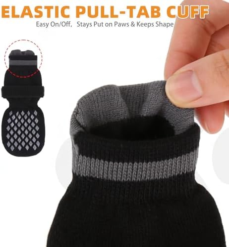KOOLTAIL Anti Slip Dog Socks Shoes for Hot Pavement to Prevent Licking Paws Scratching, Pet Boots & Paw Protector for Hardwood Floors, Dog Grip Booties for Small Medium Large Senior Dogs, Black M - Image 4