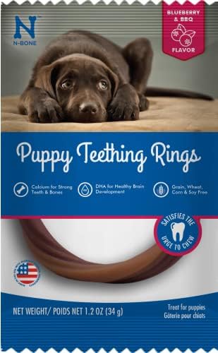 N-Bone Puppy Teething Rings, Chicken Flavor, Natural Puppy Teething Chews & Treats, Helps Soothe Teething Gums, Puppy Chew Rings, 6 Rings by N-Bone
