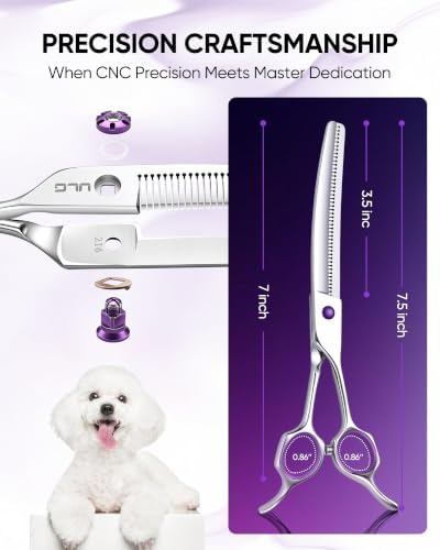 ULG 7.5 Inch Curved Thinning Shears for Dogs, 46T Grooming Scissors - Image 7
