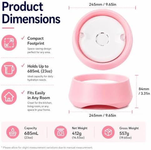 Pink No Spill Dog Water Bowl, Pet Floating Water Bowl No Wet Mouth, Anti Splash & Anti Tip Slow Water Feeder, Keeps Fur Dry Clean Drinking Bowl for Dogs & Cats, Large Capacity Travel Friendly - Image 3