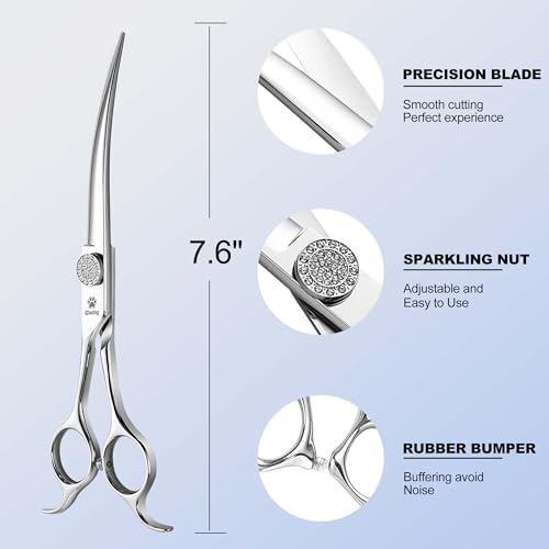 GLADOG Luxury Dog Grooming Scissors Set - 7" Straight, 6.5" Thinning, 7" Curved Dog Shears for Grooming - 9CR Steel, Professional Grooming Kit for Dogs - Image 5