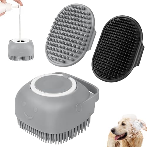 Comotech 6PCS Dog Bath Brush & Dog Toothbrush | Adjustable Handle Shampoo Brush & Scrubber for Short & Long Haired Dogs & Cats | Effectively Solve Odor & Stain Removal Problems (Gray Gray Black) by Comotech