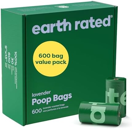 Earth Rated Dog Poop Bags on Refill Rolls, 600 Bags, Lavender by EarthRated