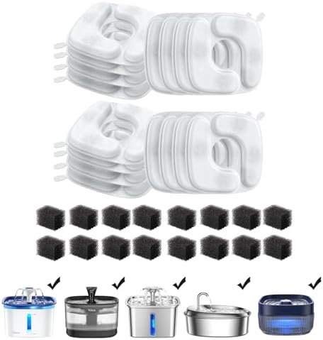 Veken Cat Water Fountain Filters, F1 Series, 16 Pack Replacement Filters by Veken