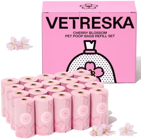 VETRESKA Cherry Blossom Scented Dog Poop Bags, Leak Proof, 300 Counts by VETRESKA