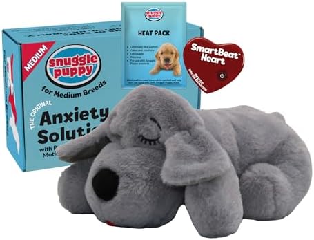 Snuggle Puppy Heartbeat Toy, Calming Comfort, Medium Breeds - Gray by SnugglePuppy