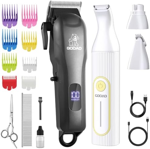 Dog Clippers Grooming Kit with Paw Trimmer for Thick/Matted/Knotted/Hair by Gooad