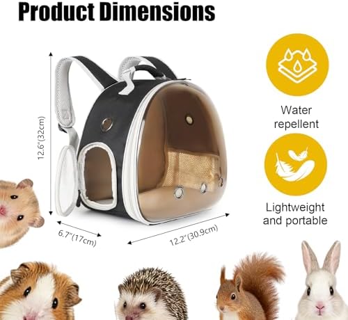 Portable Guinea Pig Backpack, Polarized Bubble Backpack for Small Animals Travel Handbag Cage for Kitten Rabbit Squirrel Bearded Dragon Turtle Breathable Carrier - Image 2