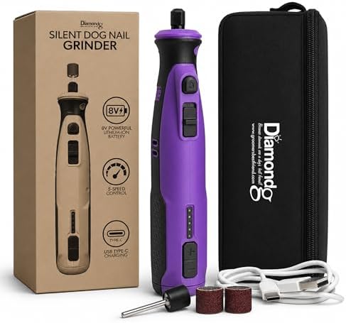 Diamondg Cordless Dog Nail Grinder - Quiet Sound with LED Light, Purple by Diamondg