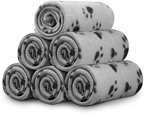 Comsmart Dog Blankets, 6 Pack Fleece Pet Blankets, 24x28 Inches, Grey by Comsmart