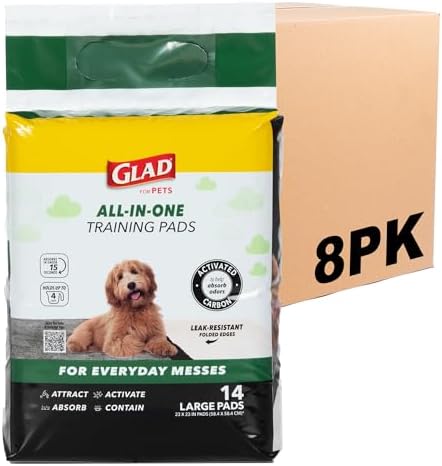 Glad for Pets Activated Carbon Disposable Dog Training Pads, 14 Count, 8-Pk by GladTrashFoodStorage