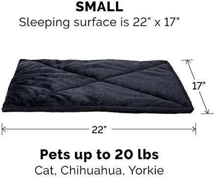 Furhaven ThermaNAP Self-Warming Cat Bed for Indoor Cats & Small Dogs, Washable & Reflects Body Heat - Quilted Faux Fur Reflective Bed Mat - Black, Small (Pack of 2) - Image 2
