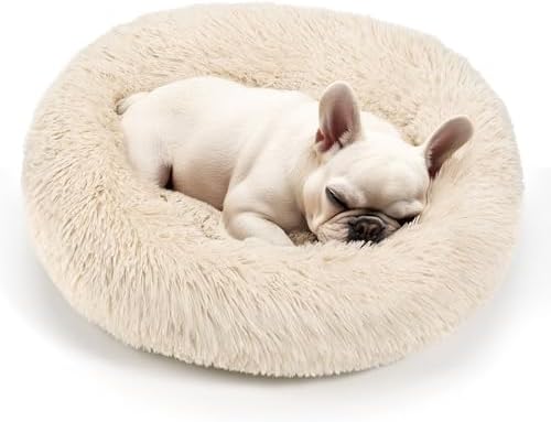 Dogs Bed for Small Dogs, Anti-Anxiety Washable Round Bed (24in Light Brown) by Hoewina