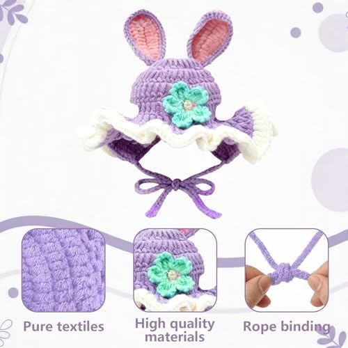 Cute Cat Hats Costume Suitable for 5 to16 lbs - Rabbit Kitten Hat Head Circumference 11" or Less Cat Hats for Cats only Pet Christmas Photography Outfits - Image 3