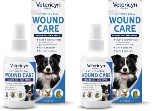 Vetericyn Plus Dog Wound Care Spray | Healing Aid and Skin Repair, Clean Wounds, Relieve Dog Skin Allergies, Safe for All Animals. 3 Ounces (Pack of 2) by Vetericyn