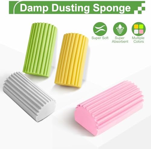 Jeymei Damp Clean Duster Sponge,4Pcs Pink Dust Sponge for Cleaning - Image 6