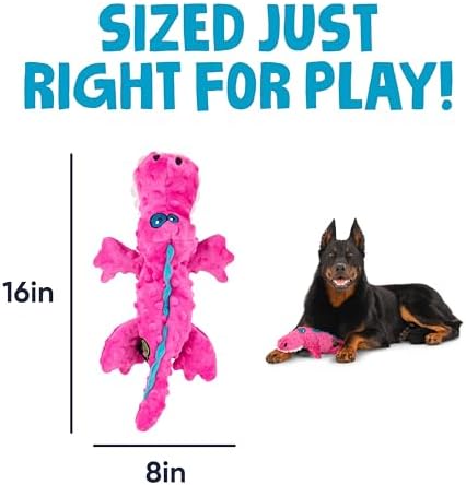 goDog Gators Squeaky Plush Dog Toy with Chew Guard Technology, Durable Fabric & Squeaker for Active Play, Pink, Large - Image 3