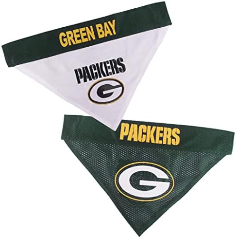Pets First NFL DOG BANDANA - GREEN BAY PACKERS REVERSIBLE PET BANDANA. 2 Sided Sports Bandana with a PREMIUM Embroidery TEAM LOGO, Large/X-Large. - 2 Sizes & 32 NFL Teams available (GBP-3217-L-XL) by PETSFIRST