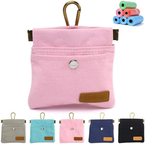 Dog Treat Pouch for Pet Training, Carabiner & Magnetic Buckle, Pink by COSOWO