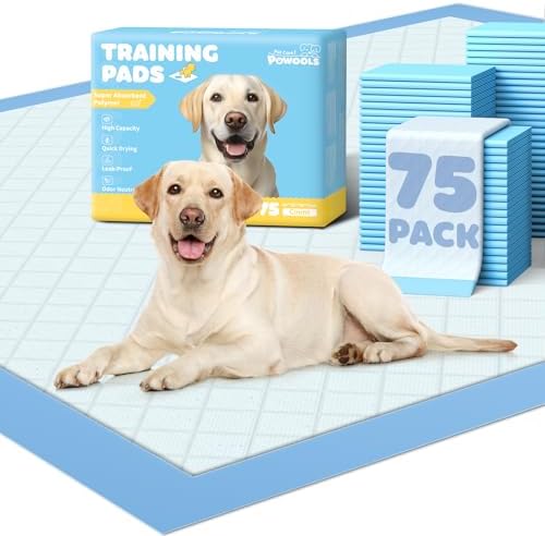 Powools Puppy Pads for Dogs, 38 x 28 in, 6-Layer, Leak-Proof, 75-Pack by Powools