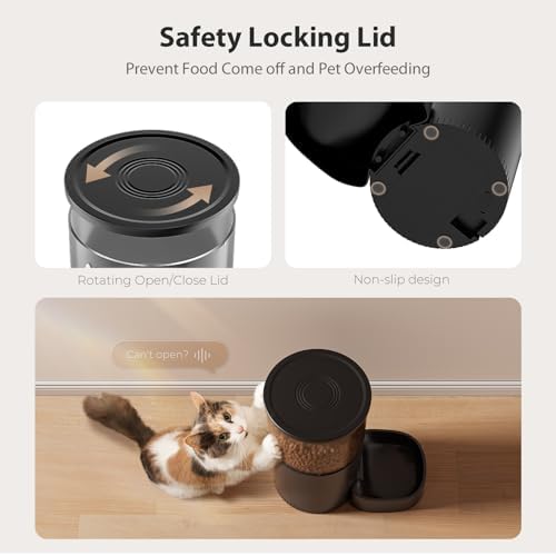 IMIPAW Automatic Cat Feeders, 5L Large Capacity, Timed Feeding Dry Food, Dual Power Design, Programmable Portion Size, 1-6 Meals Per Day, with Desiccant, Suitable for Small Pets Food Dispenser, Black - Image 6