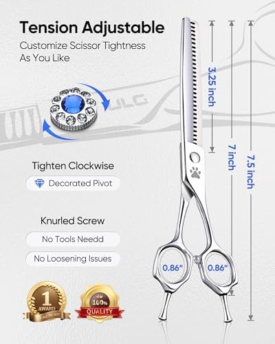 ULG 40-tooth Curved Thinning Scissors Dog Shears for Grooming, 7 Inch,Japanese 440C Stainless Steel - Image 4