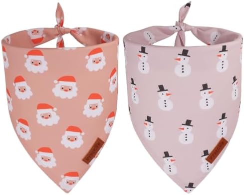 PTDECOR Dog Christmas Bandana, Xmas Santa Snowman Pet Scarf, Large by PTDECOR