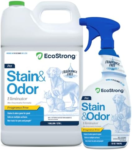 Eco Strong Pet Stain and Odor Remover - Cat Urine Enzyme Cleaner, Urine Destroyer for Dogs, Pet Urine Enzyme Cleaner [All New Fragrance Free] - 160oz Bundle by EcoStrong