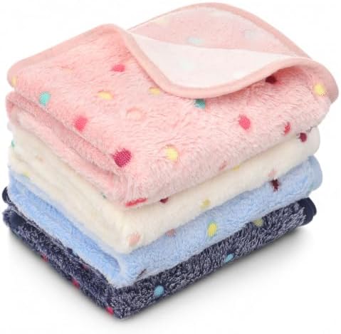 Tatuo 4 Pcs Fleece Dog Blankets for Puppy Cat, Multicolor, 24 x 16 in, Dot by Tatuo