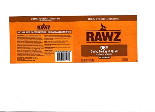 Rawz 96% Meat Canned Wet Food for Dogs 12 Pack/ 12.5 oz. Cans (Duck,Turkey&Quail) - Image 5