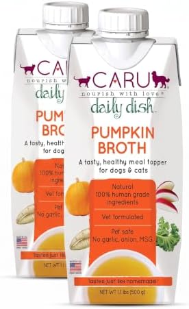 Caru - Daily Dish Pumpkin Broth Meal Topper for Dogs & Cats - Savory Pour-Over Broth - 1.1 lbs. (Pack of 2) by CARU