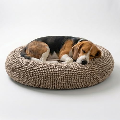 Muddy Mat®Cloud K-9 Bed for Dogs & Cats, Soft & Relaxing Donut Dog Bed, Chenille Material, Removable Cover, Washable & Dryer Safe–Beige Medium(35'x35') by MuddyMat%C2%AE